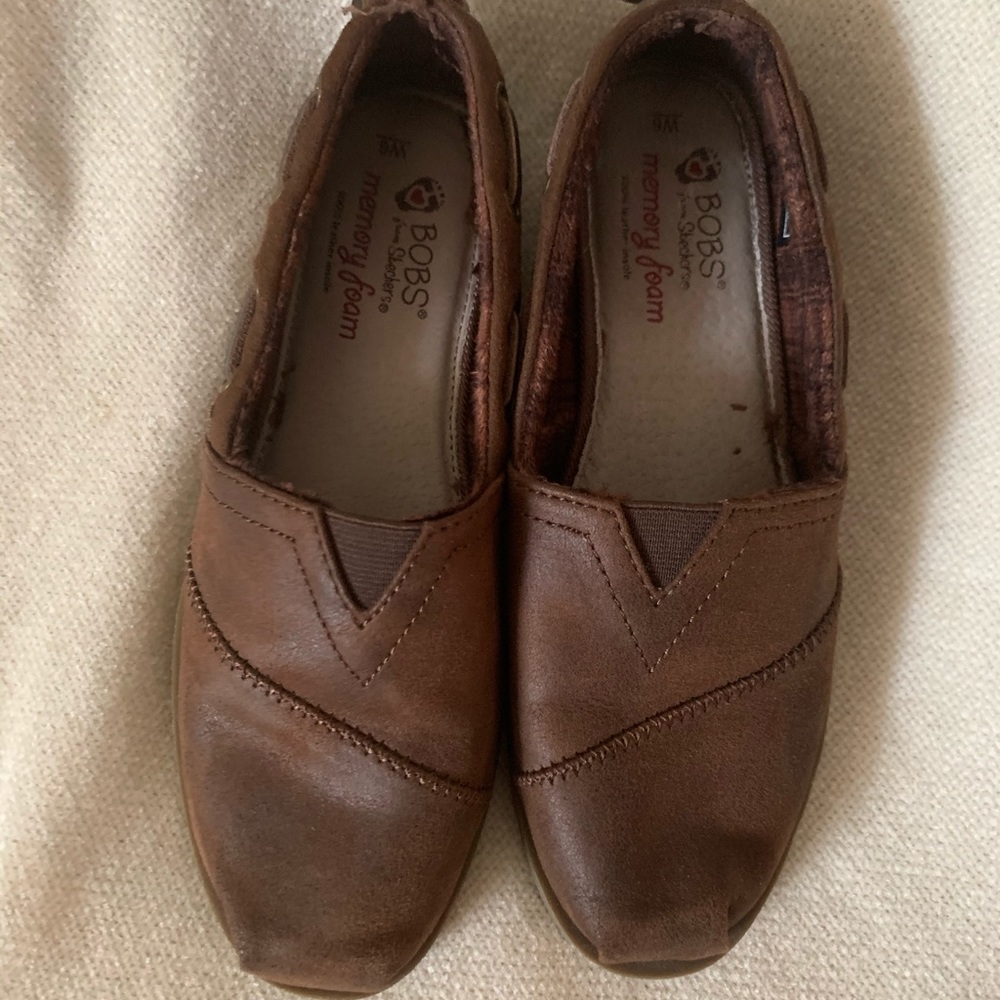 Bob’s from Skechers Brown Leather Slip-Ons